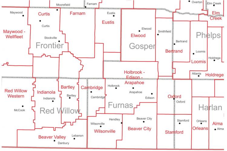 The map above shows areas protected by local fire districts.